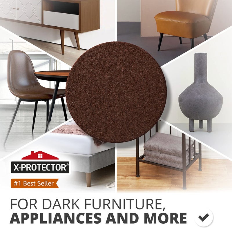 X-Protector 16 Heavy-Duty Felt Furniture Pads 2â€ 1/4â€ Thick X-Protector! Round Felt Pads for Furniture Feet - The Best Felt Floor Protectors for Furniture to Prevent Scratches. Protect Your Hard Floor! (Brown) - Image 2